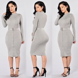 Grey Belt Dress